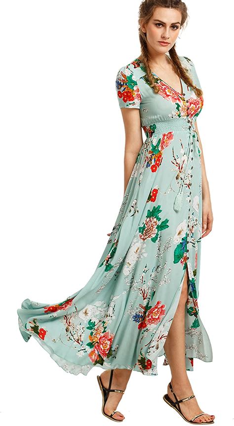 milumia women s button up split floral print flowy party maxi dress