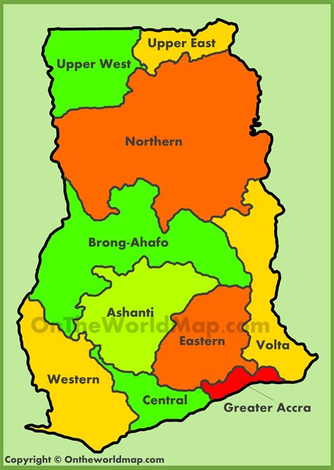 administrative map  ghana ontheworldmapcom