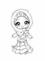 Coloring Muslim Pages Muslimah Cute Little Kids Islamic Chibi Cutie Miss Hijab Drawings Sureya Islam Drawing 1000 Characters Printable Ramadan sketch template