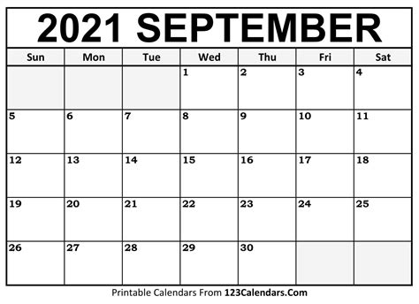 printable calendar september   printable september  calendar