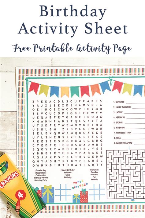printable birthday activity sheet everyday party magazine
