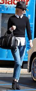 january jones looks schoolgirl chic after pampering session at local nail salon daily mail online