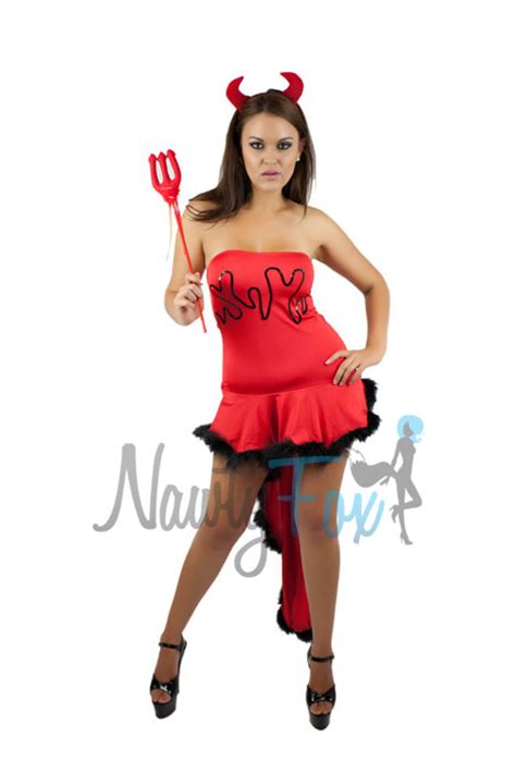 sexy red devil fancy dress pitchfork horn womens halloween costume set
