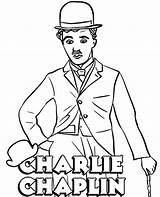 Chaplin Charlie Coloring Actor Comedian Print Actors sketch template