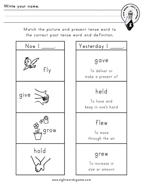 common irregular verbs sight words reading writing