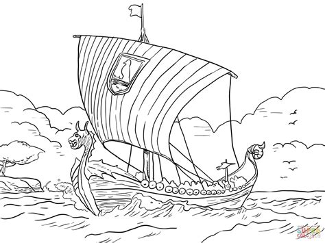 longship viking sea vessel coloring page  printable coloring pages