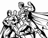 Hero Fighting Villain Coloring Heroes Coloringcrew Book sketch template