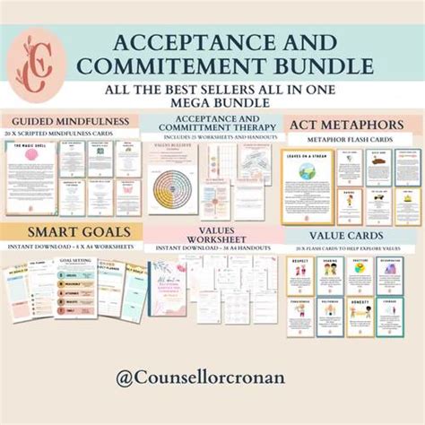 acceptance  commitment therapy mega bundle worksheets act