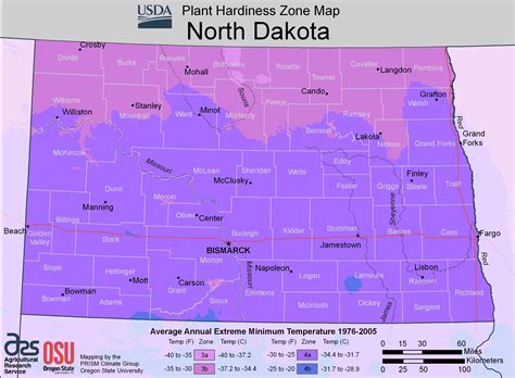 North Dakota Plant Hardiness Zone Map •