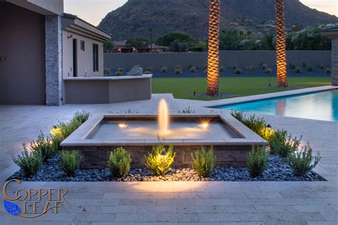 elegant water feature  paradise valley copper leaf pools