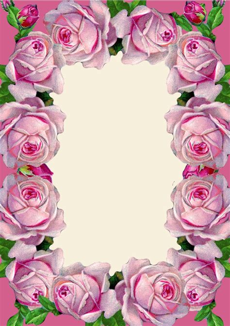printable pink vintage rose stationery ausdruckbares briefpapier