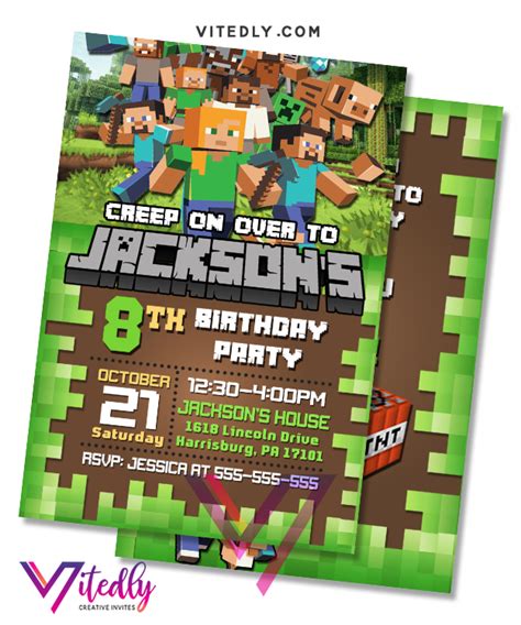 Minecraft Invitation Minecraft Birthday Invitation Free Thank You