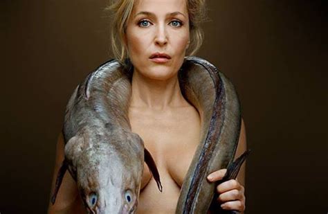 Gillian Anderson Poses Naked With A Giant Eel Scandal Sheet