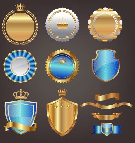 medal design elements royal style  shiny shapes vectors stock