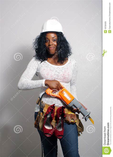 beautiful female construction worker 1 stock image