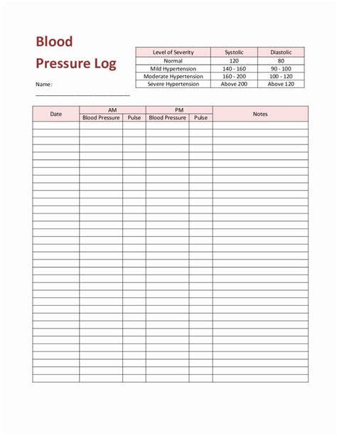 printable blood pressure tracking chart hypefer