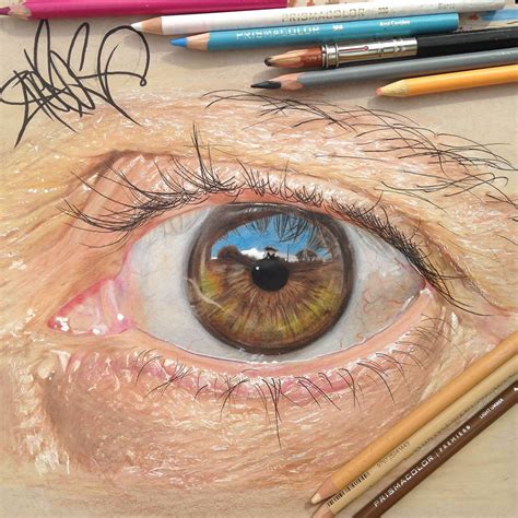incredibly realistic eye illustrations   colored pencils