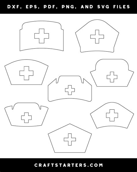nurse hat outline patterns dfx eps  png  svg cut files