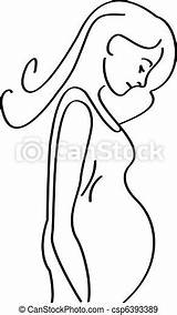 Pregnant Woman Silhouette Clipart Clip Vector Stroke Drawing sketch template