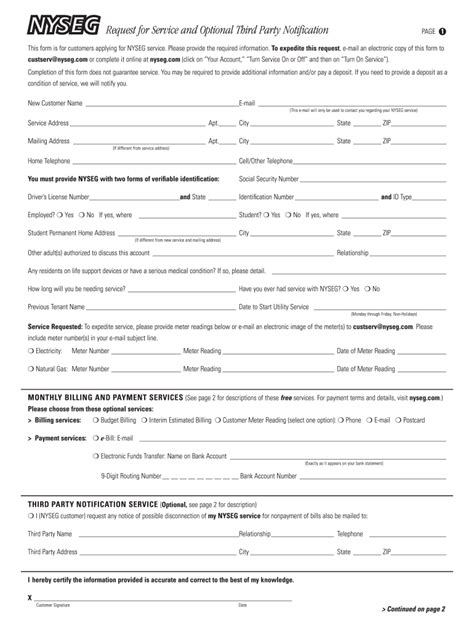 nyseg request service form fill  printable fillable blank