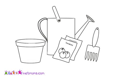gardening tools coloring pages printable sketch coloring page