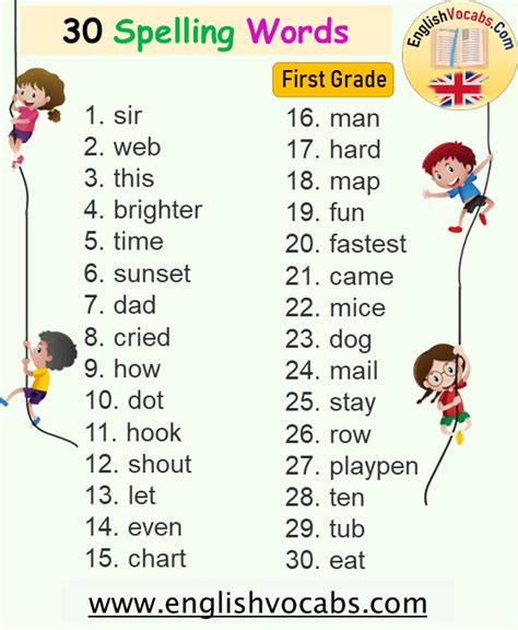 spelling words   grade st grade spelling words list