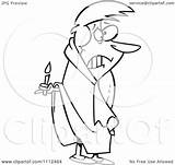 Woman Candle Clipart Outlined Scared Dark Illustration Royalty Toonaday Vector sketch template