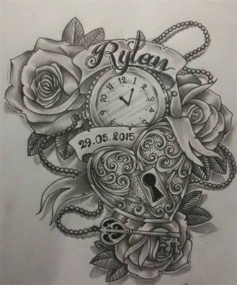 rib cage tattoos for women roses drawings with clock