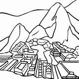 Machu Picchu Peru Coloring Pages Famous Clipart Drawing Pichu Landmark Color Landmarks Thecolor Cute Books Places Online Inca Colouring Tattoo sketch template