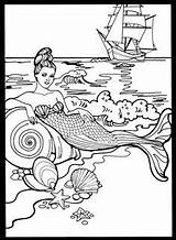 Coloring Mermaids Dover Mermaid sketch template