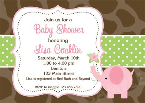 couples baby shower invitations pink gray elephant invite printable