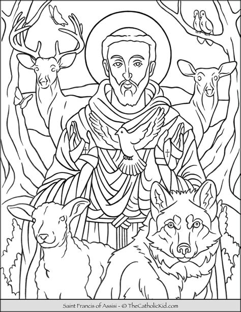 saint francis  assisi catholic coloring page thecatholickidcom
