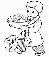 Coloring Pages Popcorn Bringing Corn Bowl Pop Boy Healthiest Snack Coloringpagesfortoddlers Choose Board sketch template