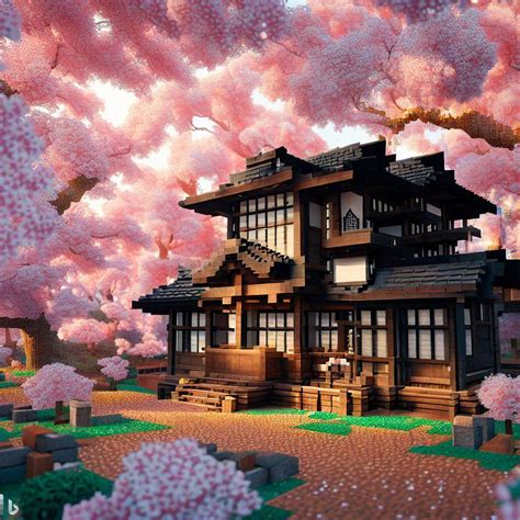 japanese house    dark wood  cherry blossom forest