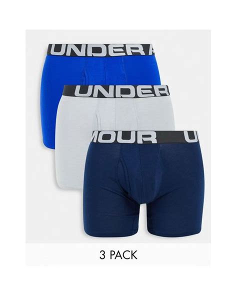 armour charged cotton  pack   boxers  blue  men lyst