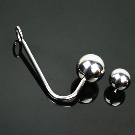 140g stainless steel anal hooks metal butt plug with 2 balls gay sex