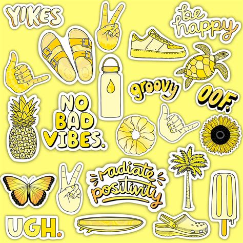 yellow aesthetic sticker  pack large    big moods
