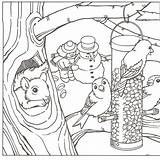 Winter Coloring Pages Birds Printable Color Getcolorings Happy sketch template