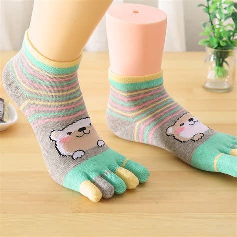 3 Pairs Lot Women Socks Girl Five Fingers Sock Cotton Non Slip Massage