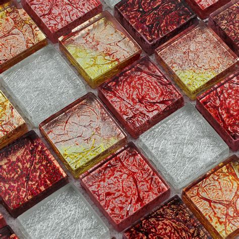 Glass Mosaic Tiles Melted Crack Crystal Backsplash Tile Bathroom Wall