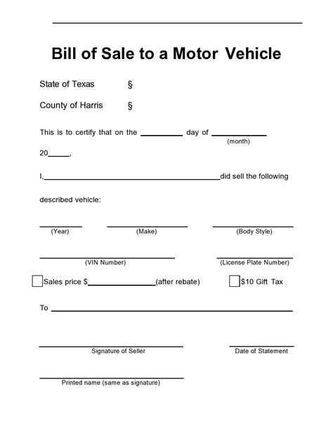 motor vehicle bill  sale bill  sale car sale form vehicle sale form