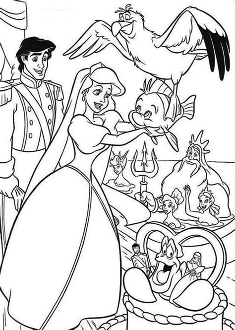 ariel  eric wedding coloring pages coloring pages