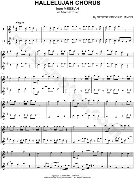 George Frederick Handel Hallelujah Chorus Alto Saxophone Duet Sheet