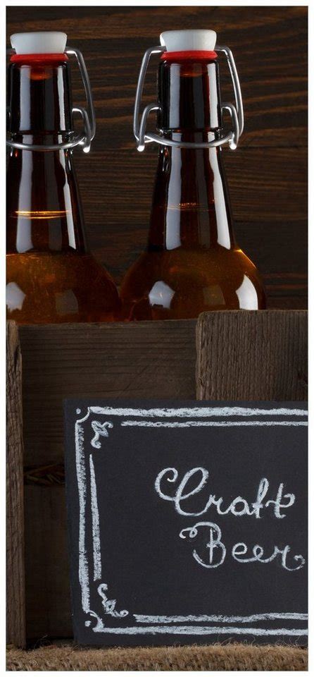 wallario tuertapete biervarianten pils im glas flaschenbier schild craft beer glatt ohne struktur