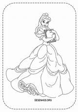 Colorir Fera Bela Desenhos Princess sketch template