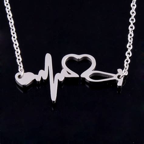 buy fashion heartbeat electrocardiogram necklace for
