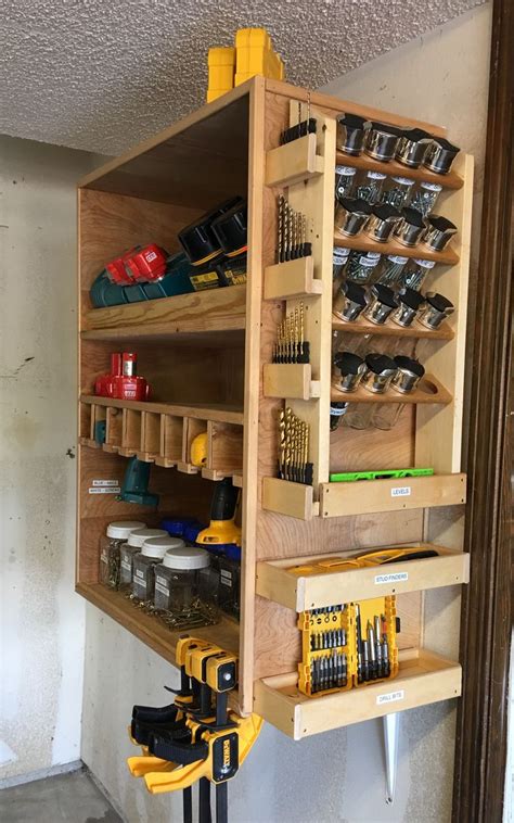 spice rack  screws  charger station diy garage storage garage
