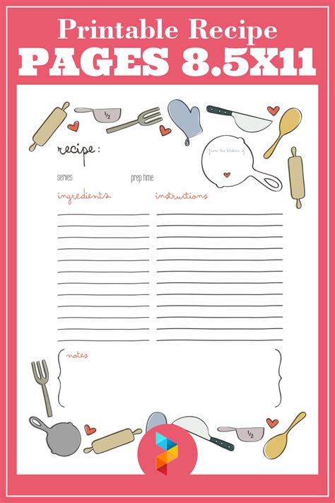 printable recipe pages      printablee