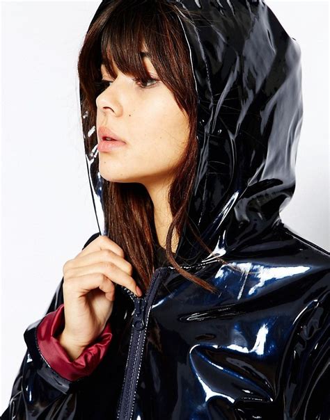 image   asos high shine rain mac rainy day fashion vinyl clothing rainwear fashion