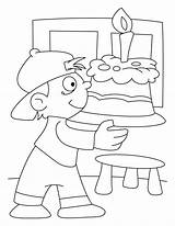 Coloring Birthday Cake Pages Boy Holding sketch template